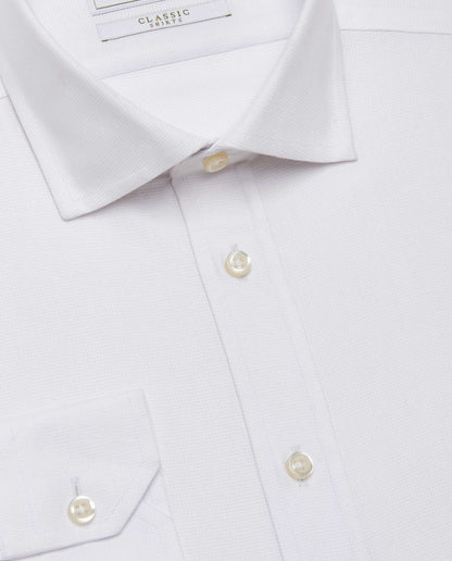 Camicissima Men’s Fitted Self-Textured Shirt – White | 100% Cotton | Classic Full Sleeves