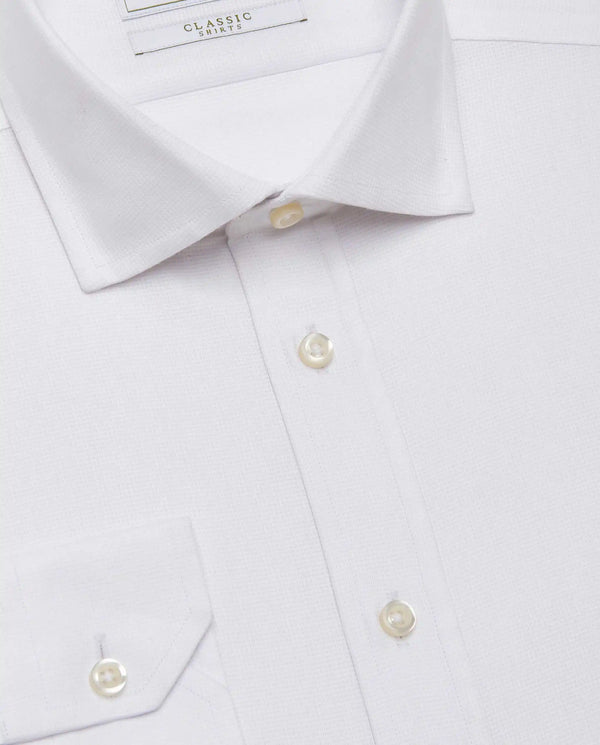 Camicissima Men’s Fitted Self-Textured Shirt – White | 100% Cotton | Classic Full Sleeves