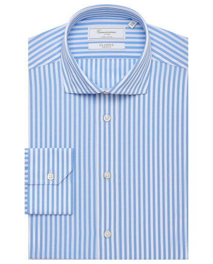 Camicissima Men’s Fitted Striped Shirt – Light Blue | 100% Cotton | Classic Full Sleeves