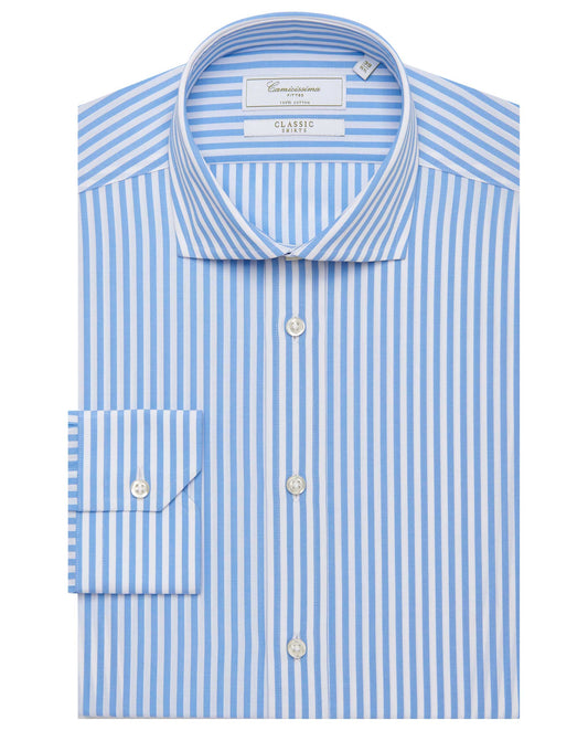 Camicissima Men’s Fitted Striped Shirt – Light Blue | 100% Cotton | Classic Full Sleeves