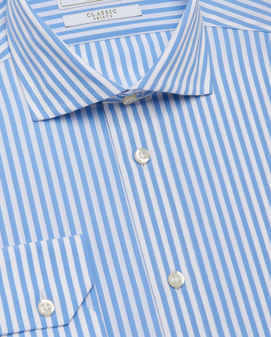 Camicissima Men’s Light Blue Fitted Striped Shirt –100% Cotton | Classic Full Sleeves