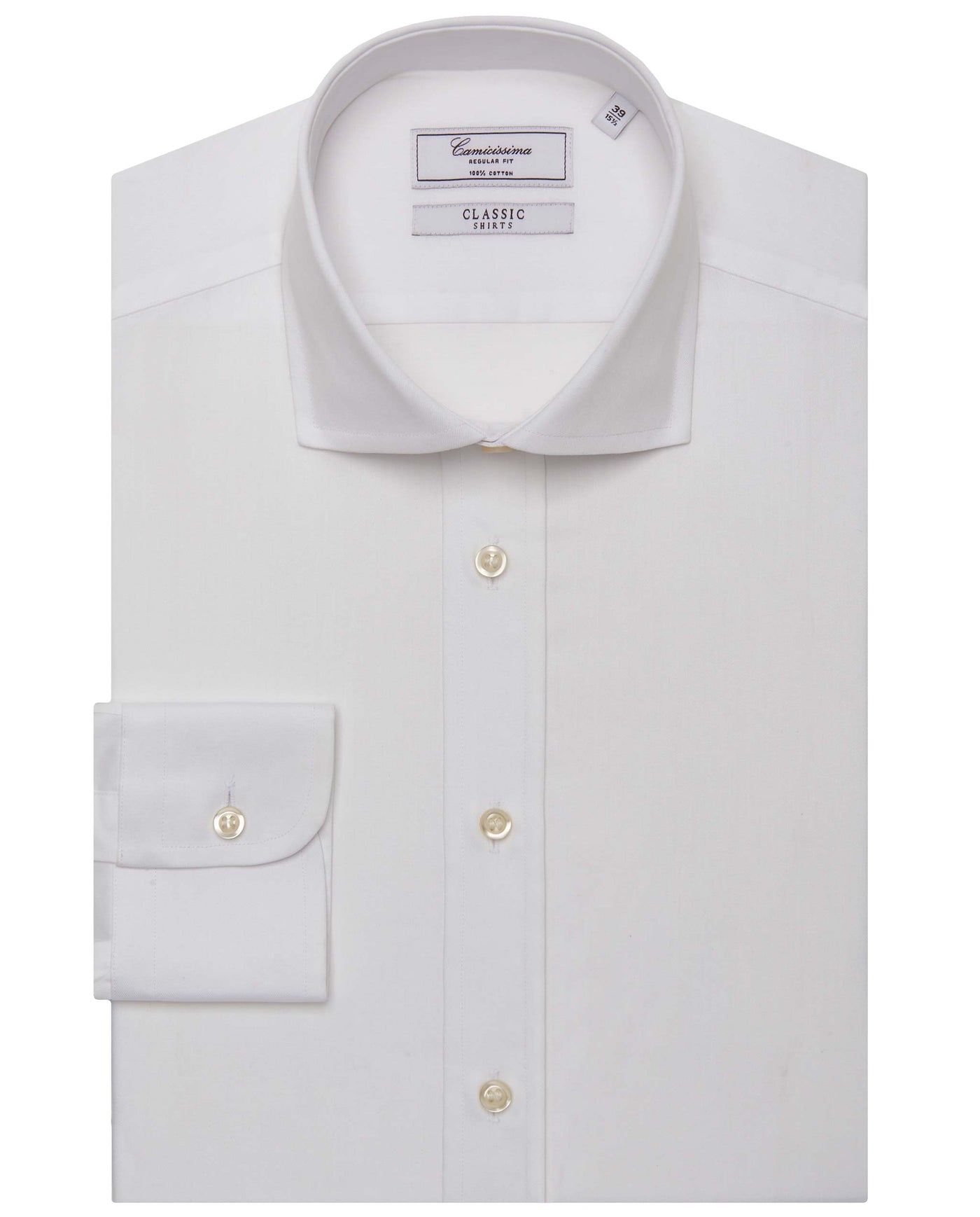 Camicissima Men’s White Plain Twill Shirt - Regular Fit, Full Sleeves | Classic Wardrobe Essential