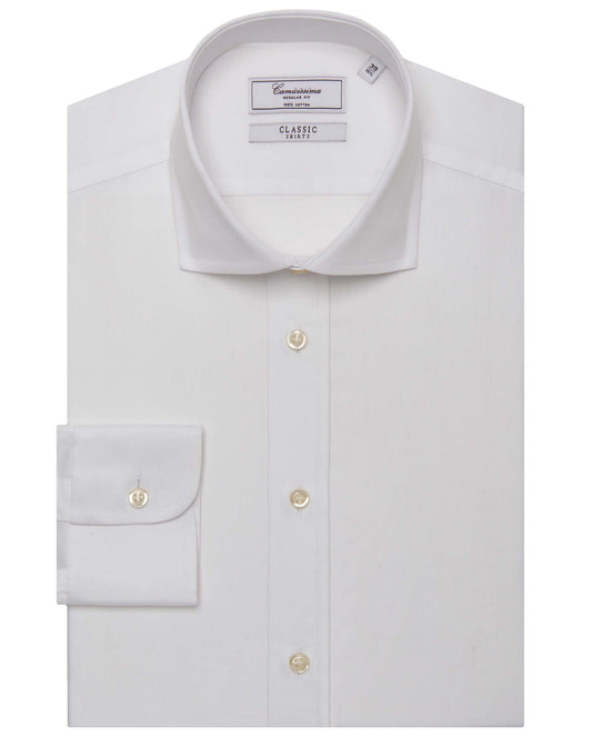 Camicissima Men’s White Plain Twill Shirt - Regular Fit, Full Sleeves | Classic Wardrobe Essential