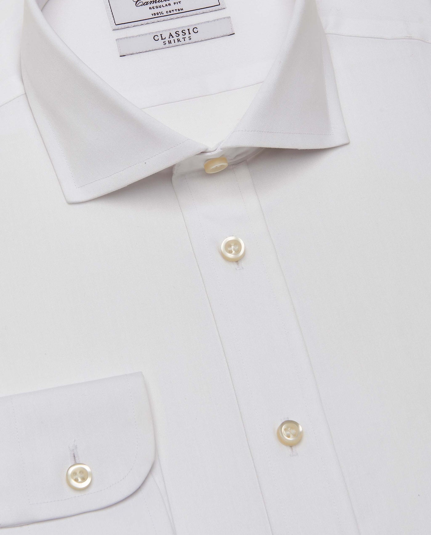 Camicissima Men’s White Plain Twill Shirt - Regular Fit, Full Sleeves | Classic Wardrobe Essential