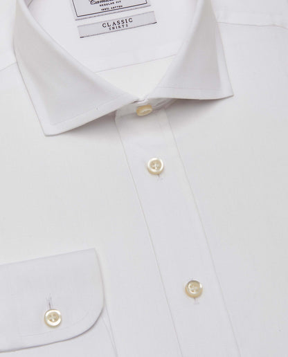 Camicissima Men’s White Plain Twill Shirt - Regular Fit, Full Sleeves | Classic Wardrobe Essential