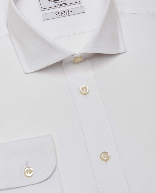 Camicissima Men’s White Plain Twill Shirt - Regular Fit, Full Sleeves | Classic Wardrobe Essential