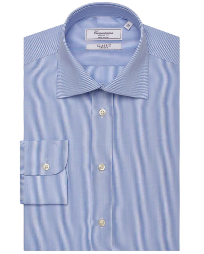 Men’s Regular Fit Striped Shirt – Blue | 100% Cotton | Classic Full Sleeves