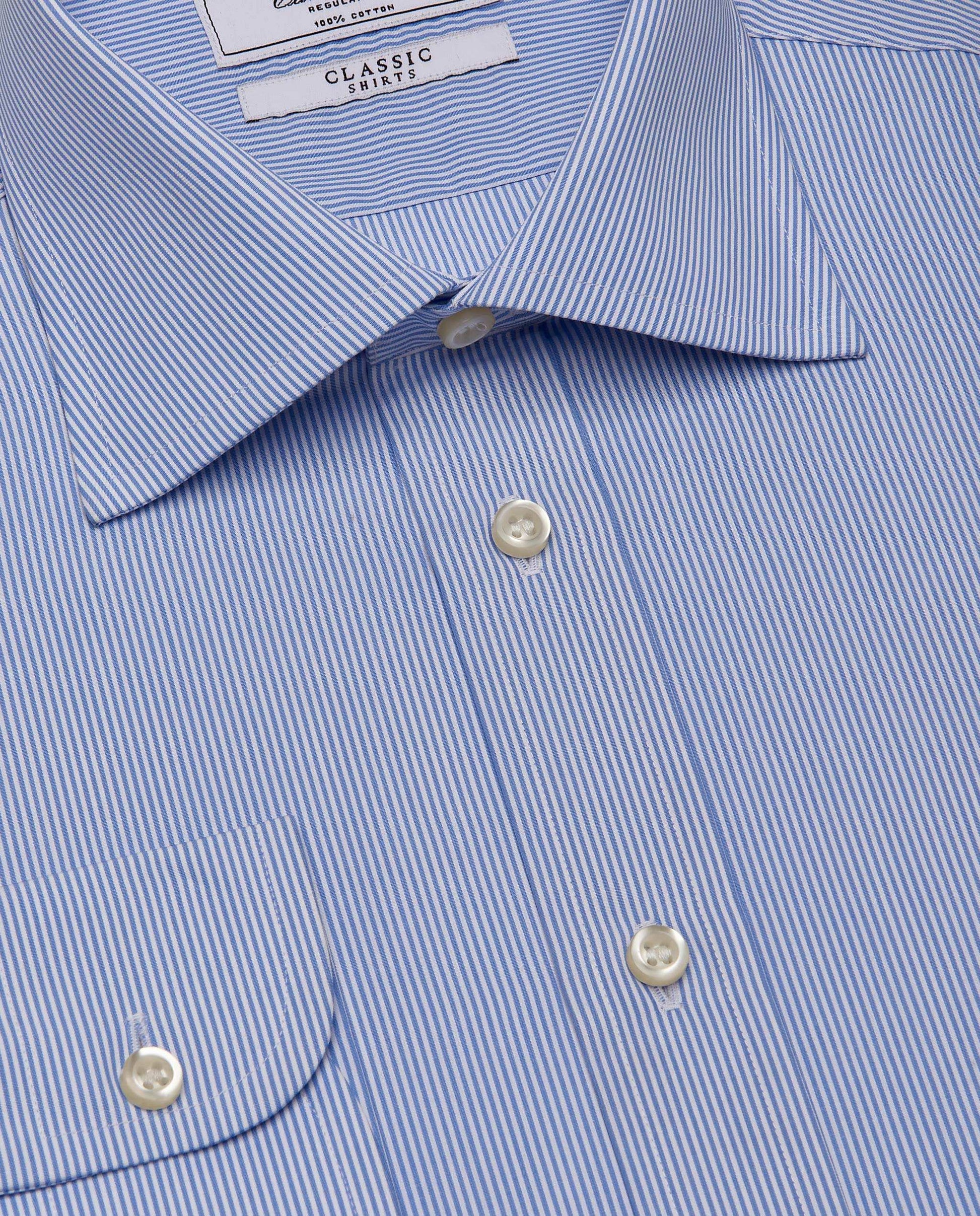 Men’s Regular Fit Striped Shirt – Blue | 100% Cotton | Classic Full Sleeves