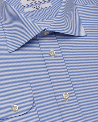 Men’s Regular Fit Striped Shirt – Blue | 100% Cotton | Classic Full Sleeves