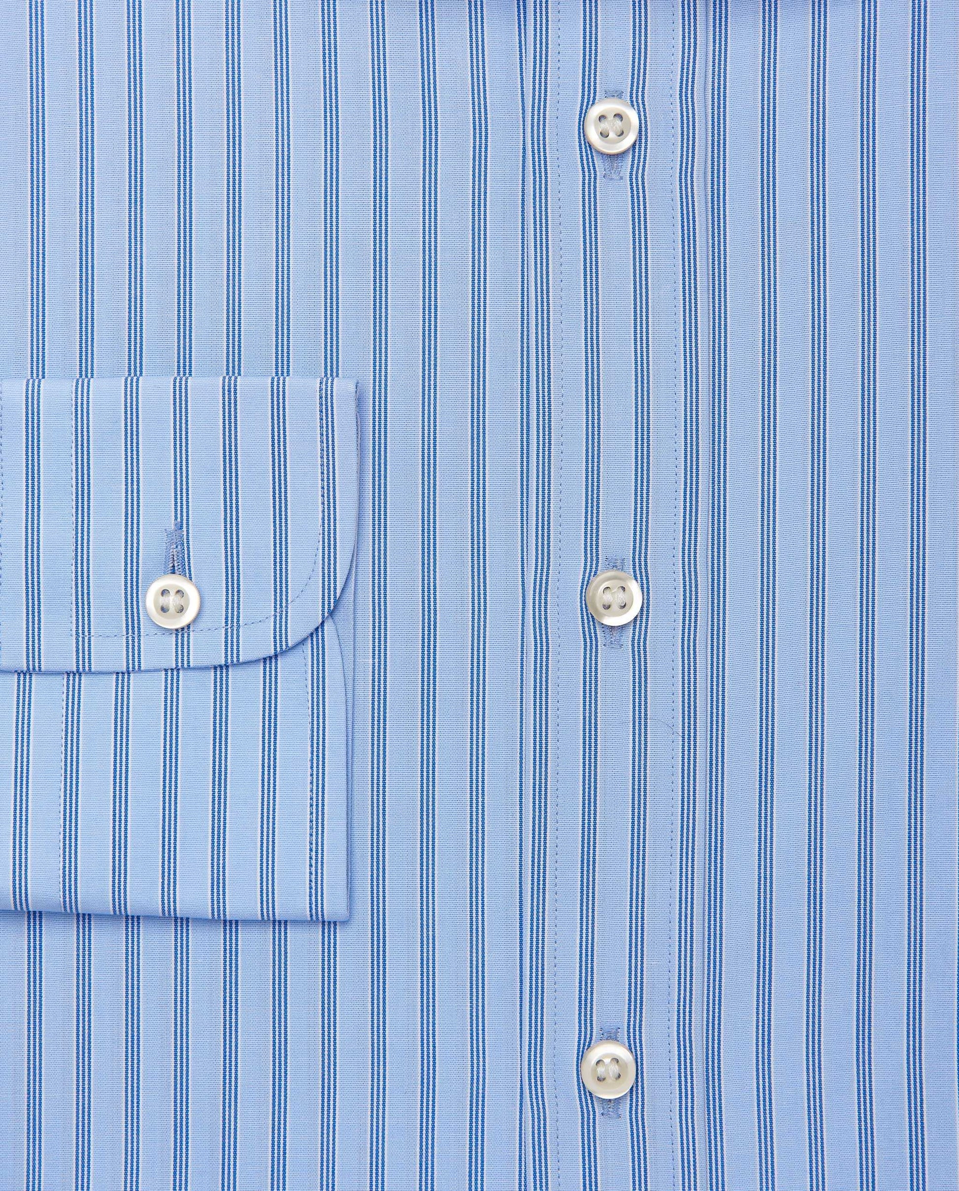 Men’s Regular Fit Striped Shirt – Light Blue | Fancy Full Sleeves | 100% Cotton