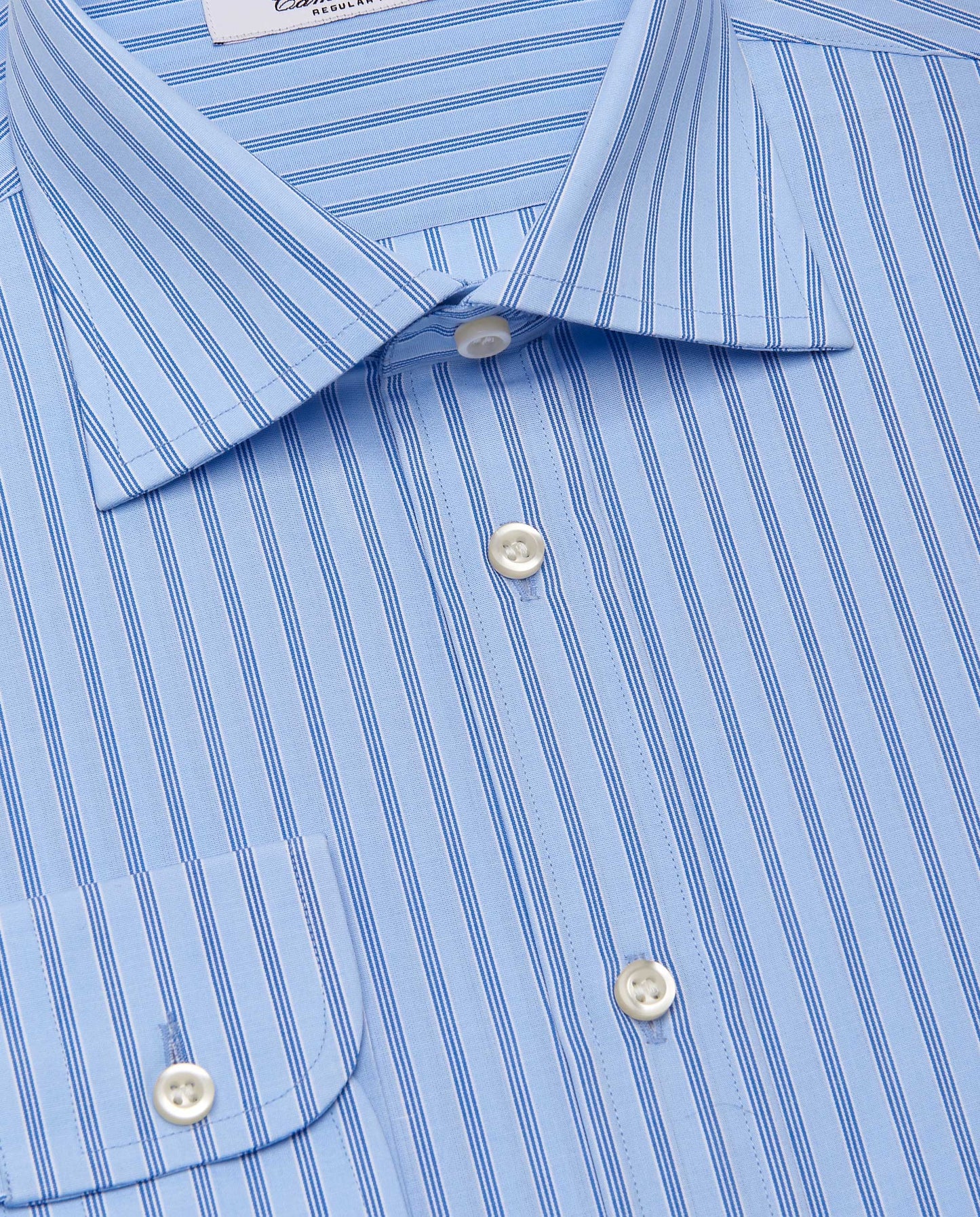 Camicissima Men’s Regular Fit Striped Shirt – Light Blue | Fancy Full Sleeves | 100% Cotton