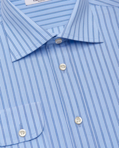 Camicissima Men’s Regular Fit Striped Shirt – Light Blue | Fancy Full Sleeves | 100% Cotton