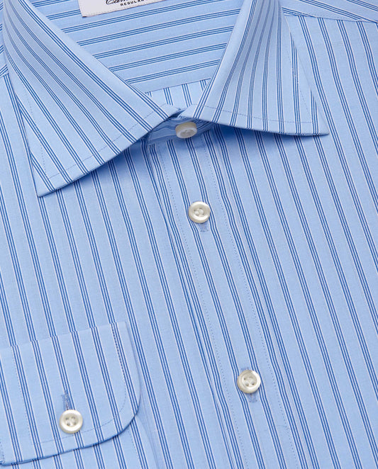 Camicissima Men’s Regular Fit Striped Shirt – Light Blue | Fancy Full Sleeves | 100% Cotton