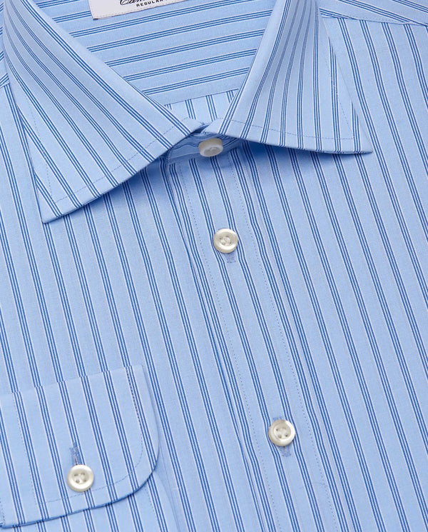 Camicissima Men’s Regular Fit Striped Shirt – Light Blue | Fancy Full Sleeves | 100% Cotton