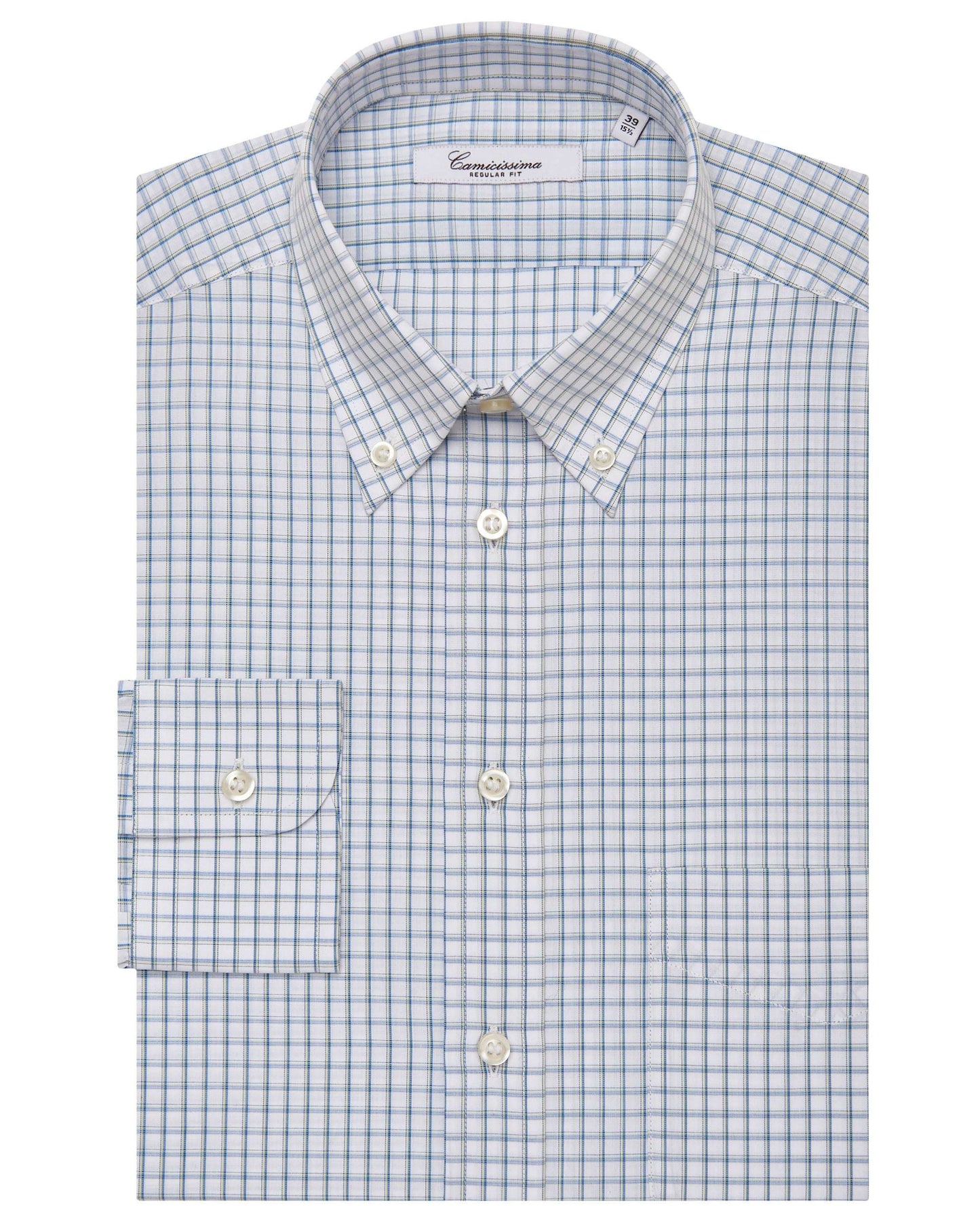 Men’s Regular Fit Checked Shirt – Dark Blue | 100% Cotton | Fancy Button Down Full Sleeves