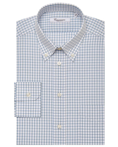 Men’s Regular Fit Checked Shirt – Dark Blue | 100% Cotton | Fancy Button Down Full Sleeves