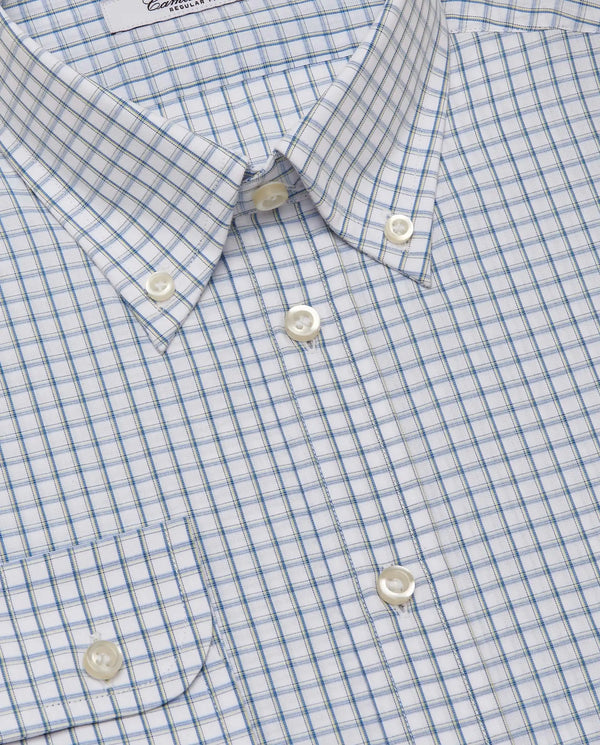 Camicissima Men’s Regular Fit Checked Shirt – Dark Blue | 100% Cotton | Fancy Button Down Full Sleeves