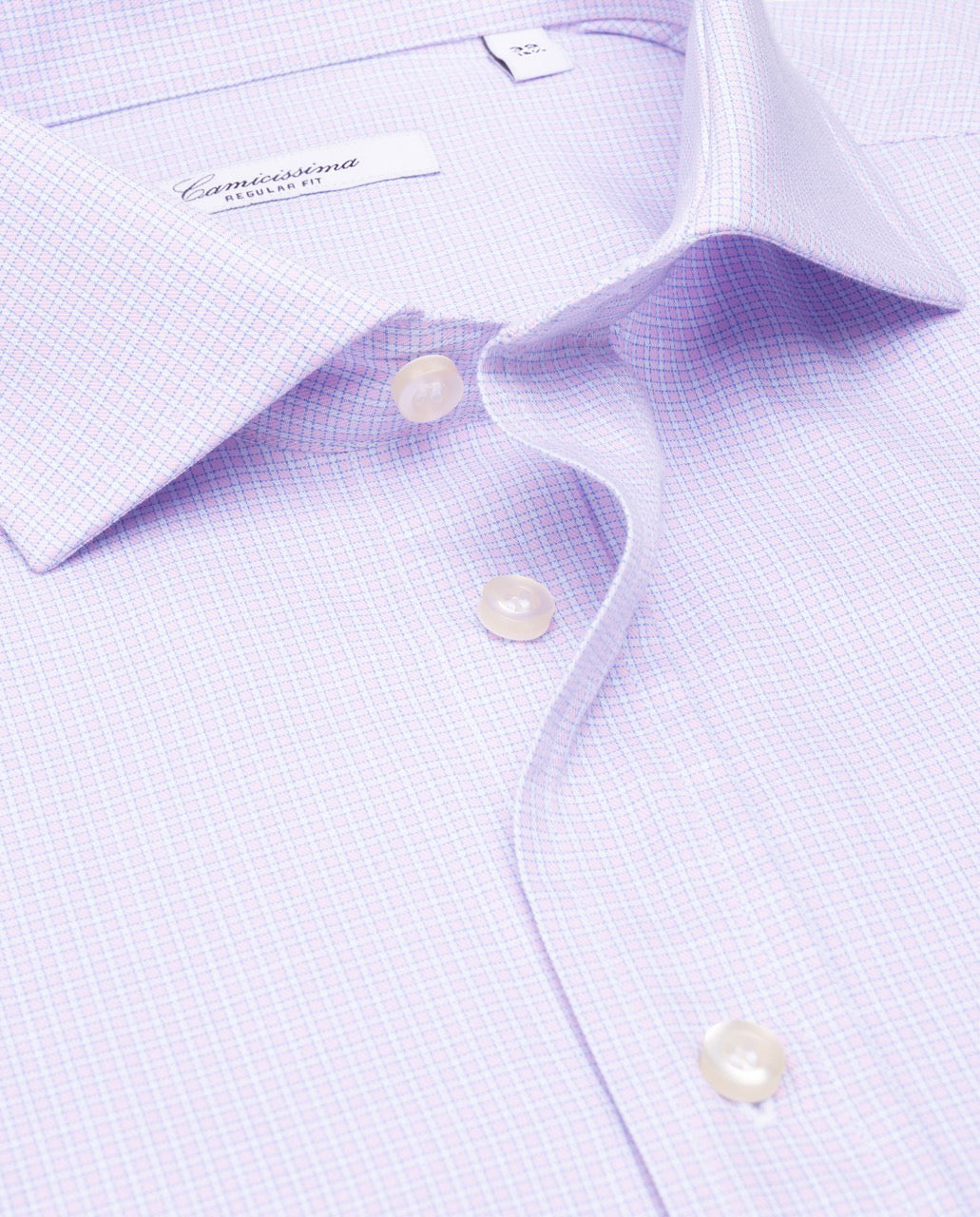 Camicissima Pink Checkered Twill Fancy Cotton Shirt