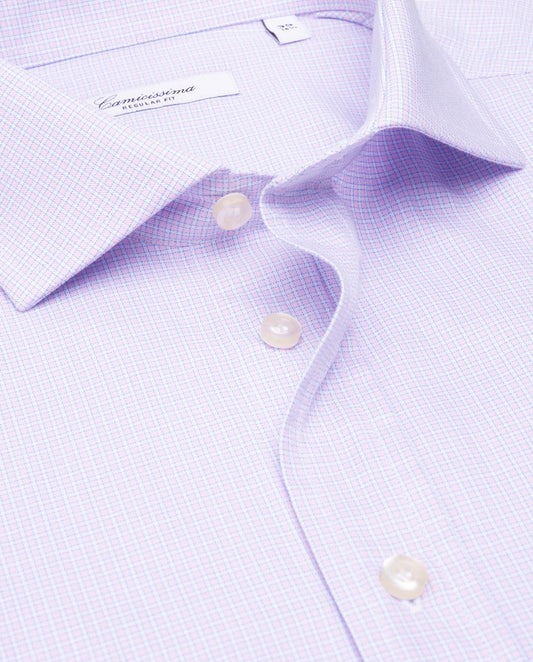 Camicissima Pink Checkered Twill Fancy Cotton Shirt