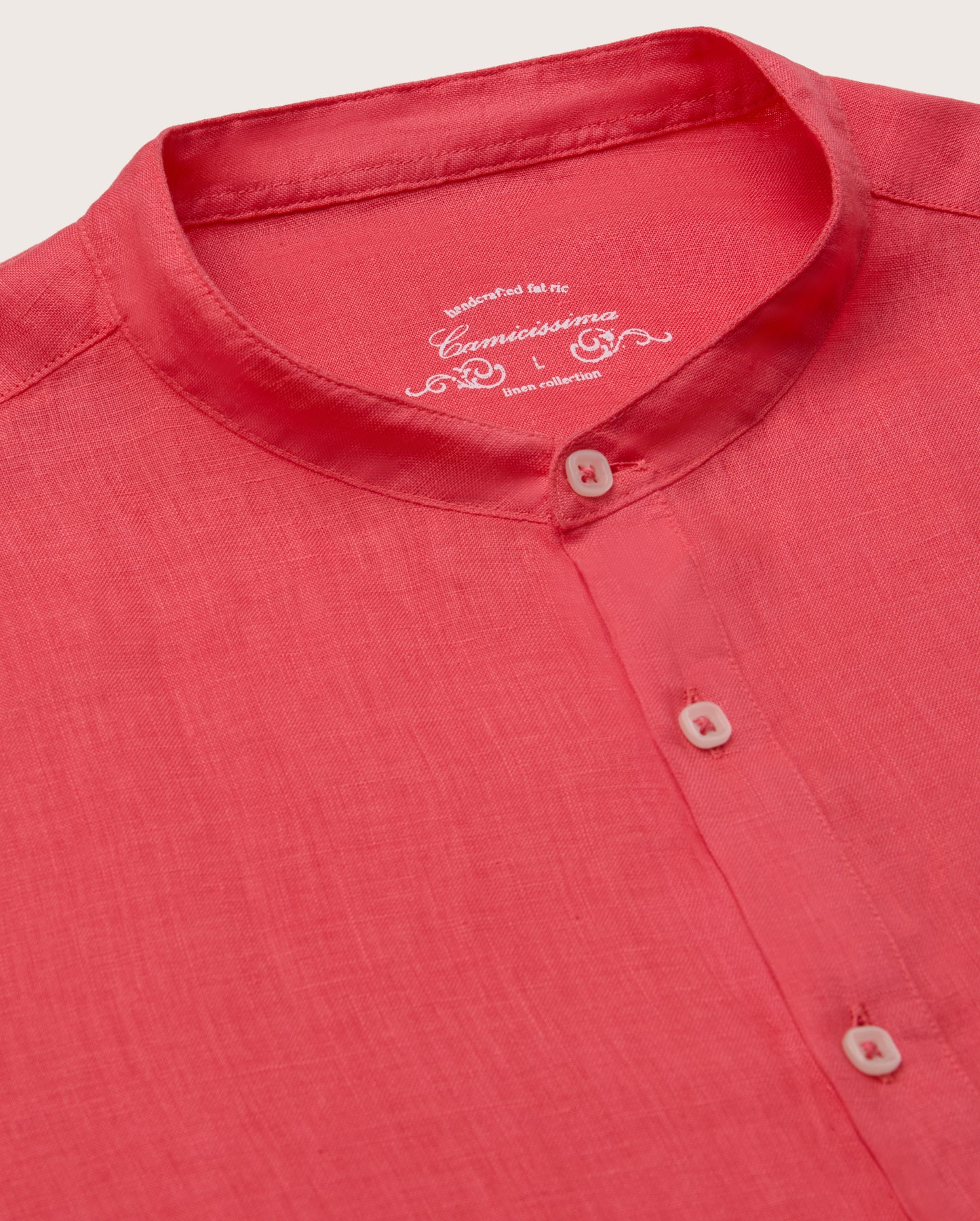 Camicissima Men's Premium Linen Formal Shirt - RED | Solid | Regular Fit