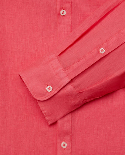 Camicissima Men's Premium Linen Formal Shirt - RED | Solid | Regular Fit