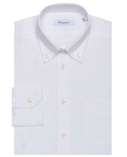 Camicissima Men’s Slim Fit Linen Button Down White Shirt | Fancy Button Down | Full Sleeves