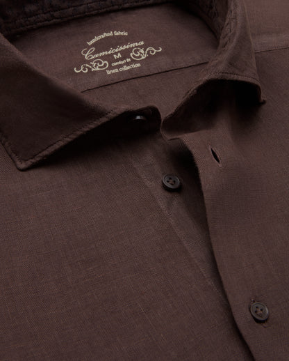 Camicissima Men's Premium Linen Formal Shirt - BROWN | Relaxed Fit