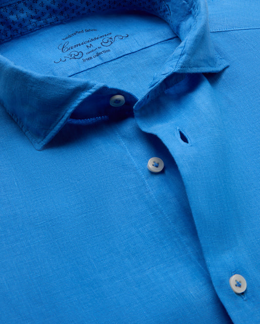 Camicissima Men's Premium Linen Formal Shirt - BLUE | COMFORT