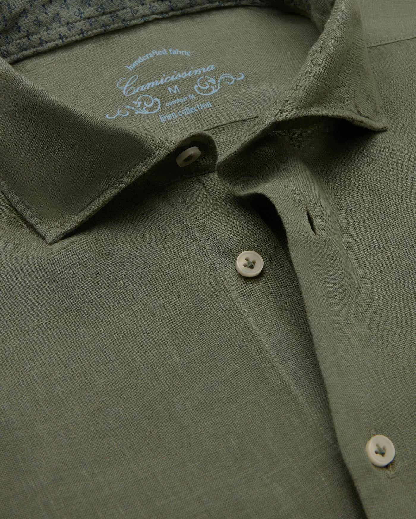 Camicissima Men's Premium Linen Formal Shirt - Military | Relaxed Fit