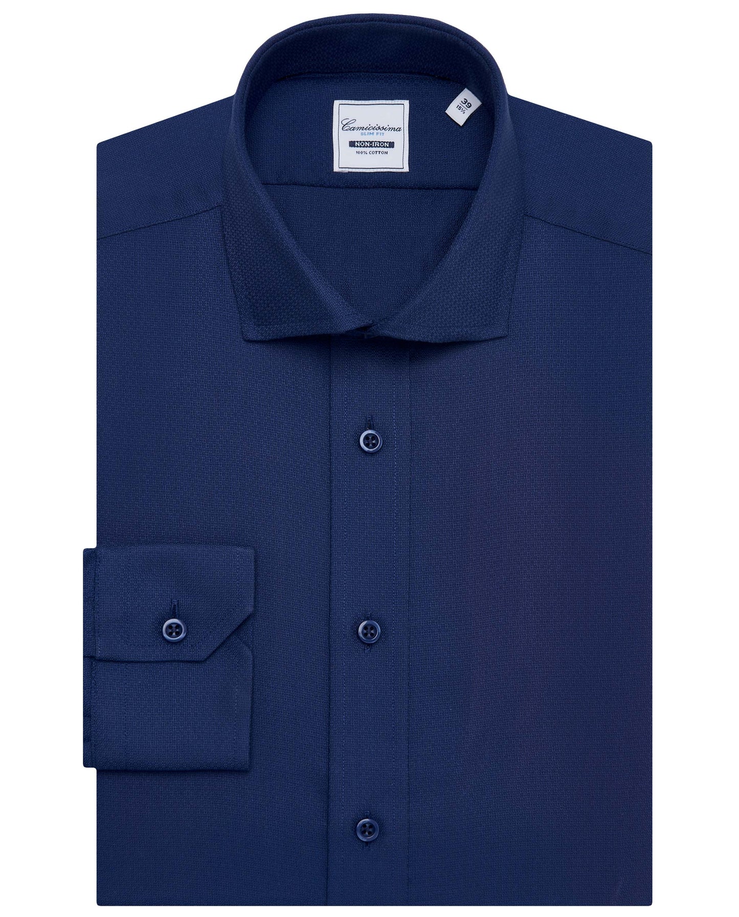 Camicissima Dark Blue Non-Iron Dobby Shirt - Slim Fit | 100% Cotton