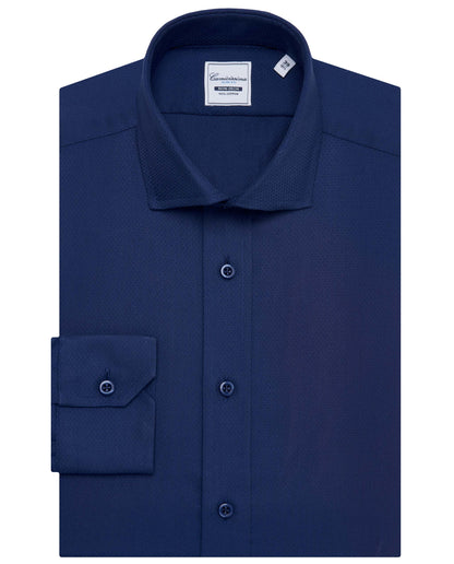 Camicissima Dark Blue Non-Iron Dobby Shirt - Slim Fit | 100% Cotton