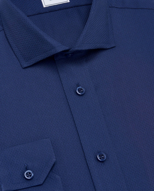 Camicissima Dark Blue Non-Iron Dobby Shirt - Slim Fit | 100% Cotton