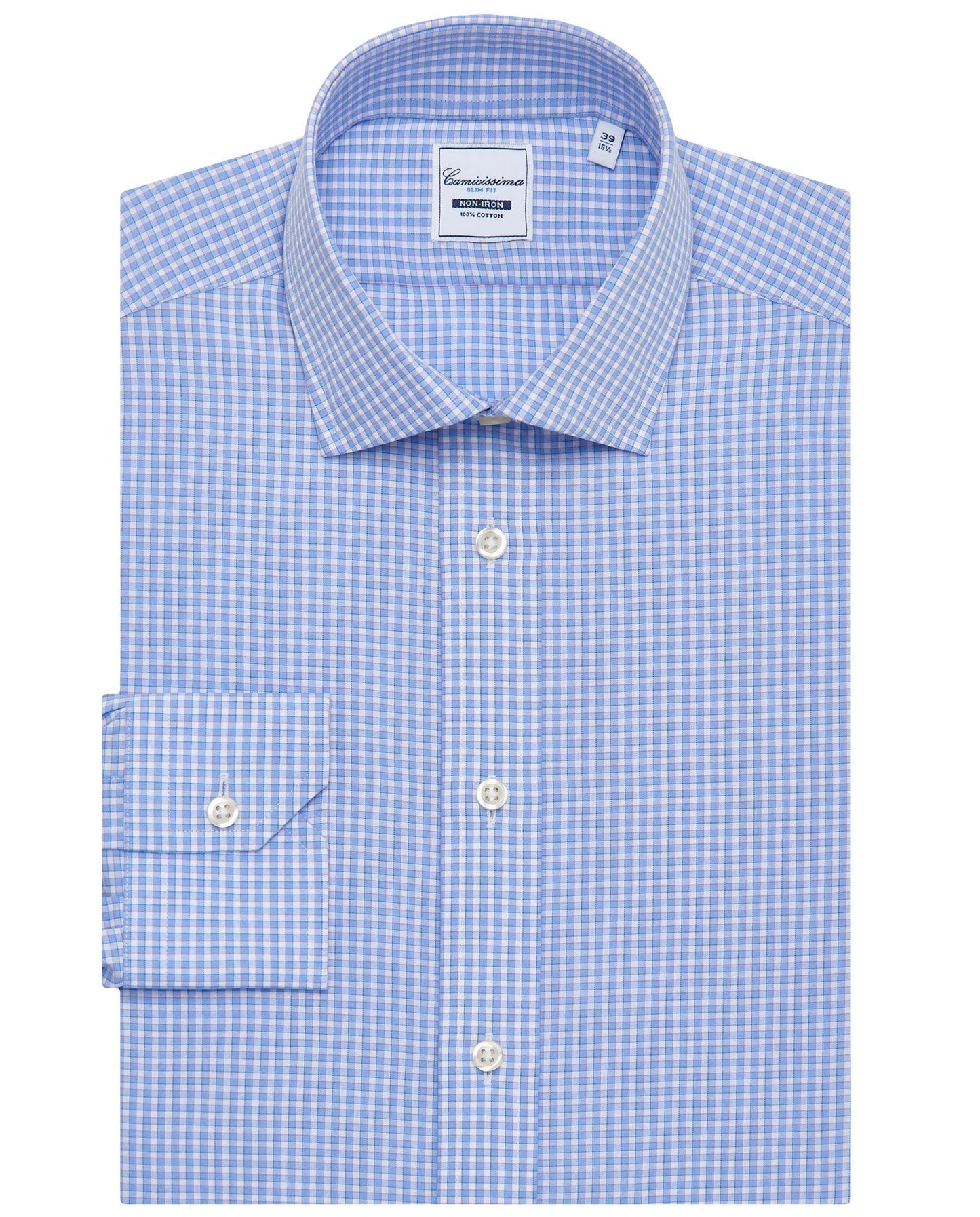 Men’s Slim Fit Checked Shirt – Blue | 100% Cotton | Fancy Full Sleeves