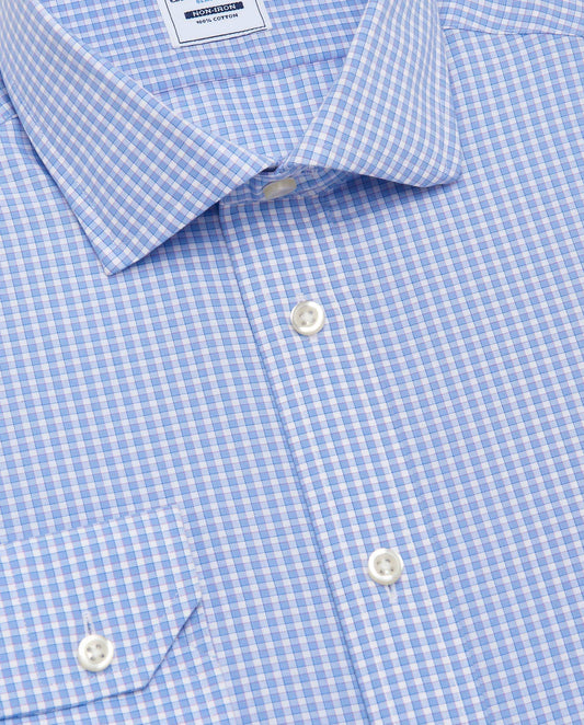 Men’s Slim Fit Checked Shirt – Blue | 100% Cotton | Fancy Full Sleeves