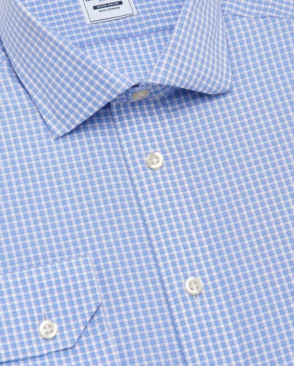 Men’s Slim Fit Checked Shirt – Blue | 100% Cotton | Fancy Full Sleeves
