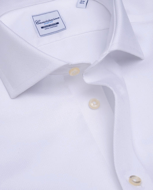Camicissima Dobby Non-Iron Fancy White Cotton Shirt