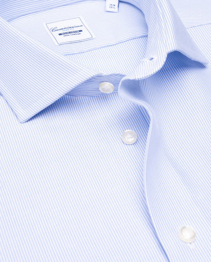 Men’s Light Blue Fancy Non-Iron Dobby Striped Shirt