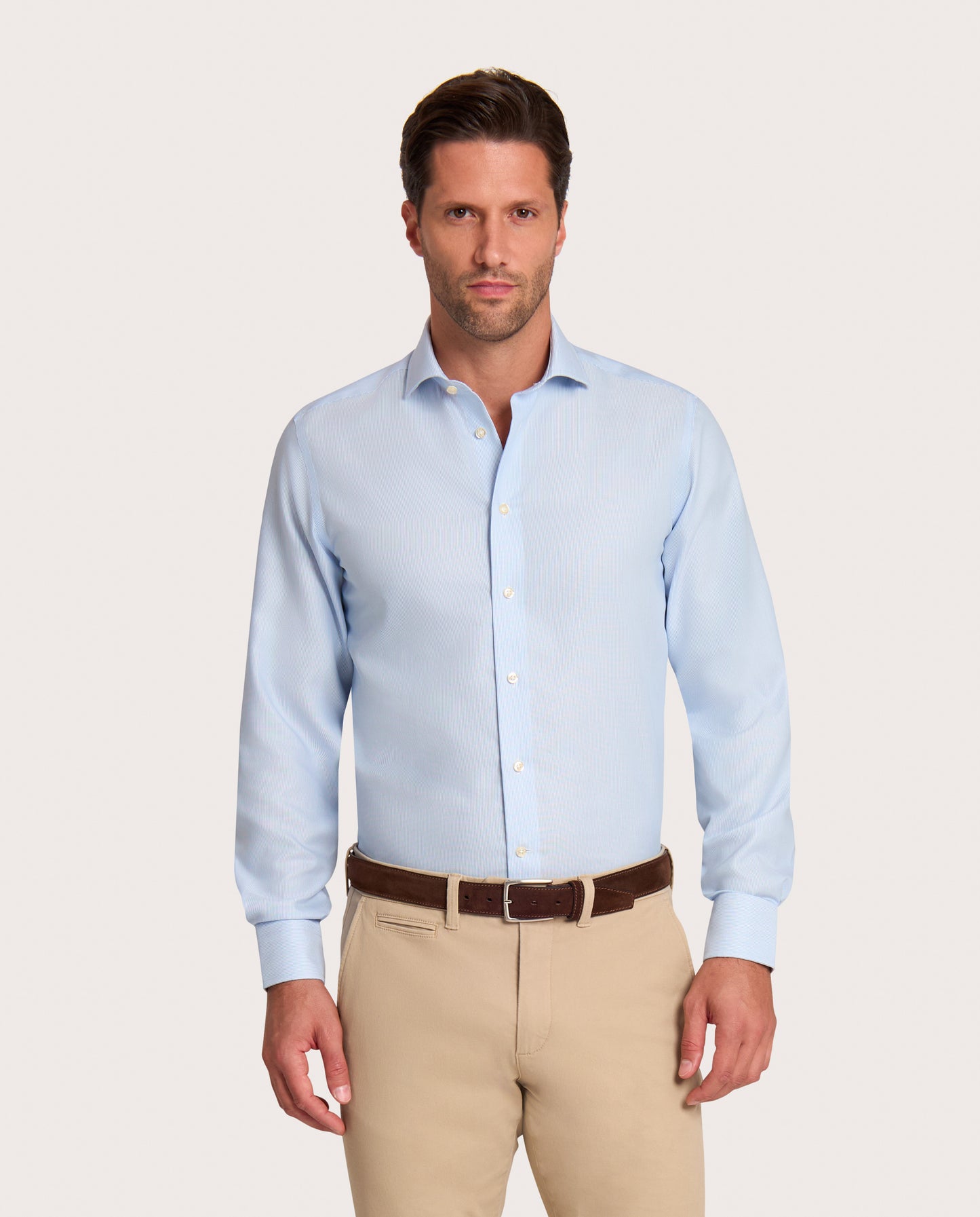 Men’s Light Blue Fancy Non-Iron Dobby Striped Shirt