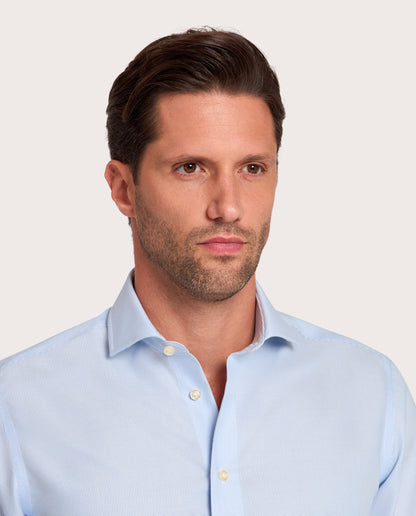 Men’s Light Blue Fancy Non-Iron Dobby Striped Shirt