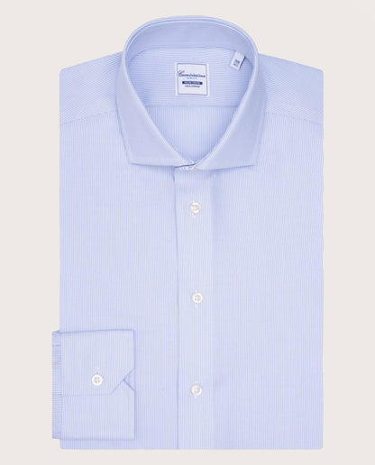 Men’s Light Blue Fancy Non-Iron Dobby Striped Shirt