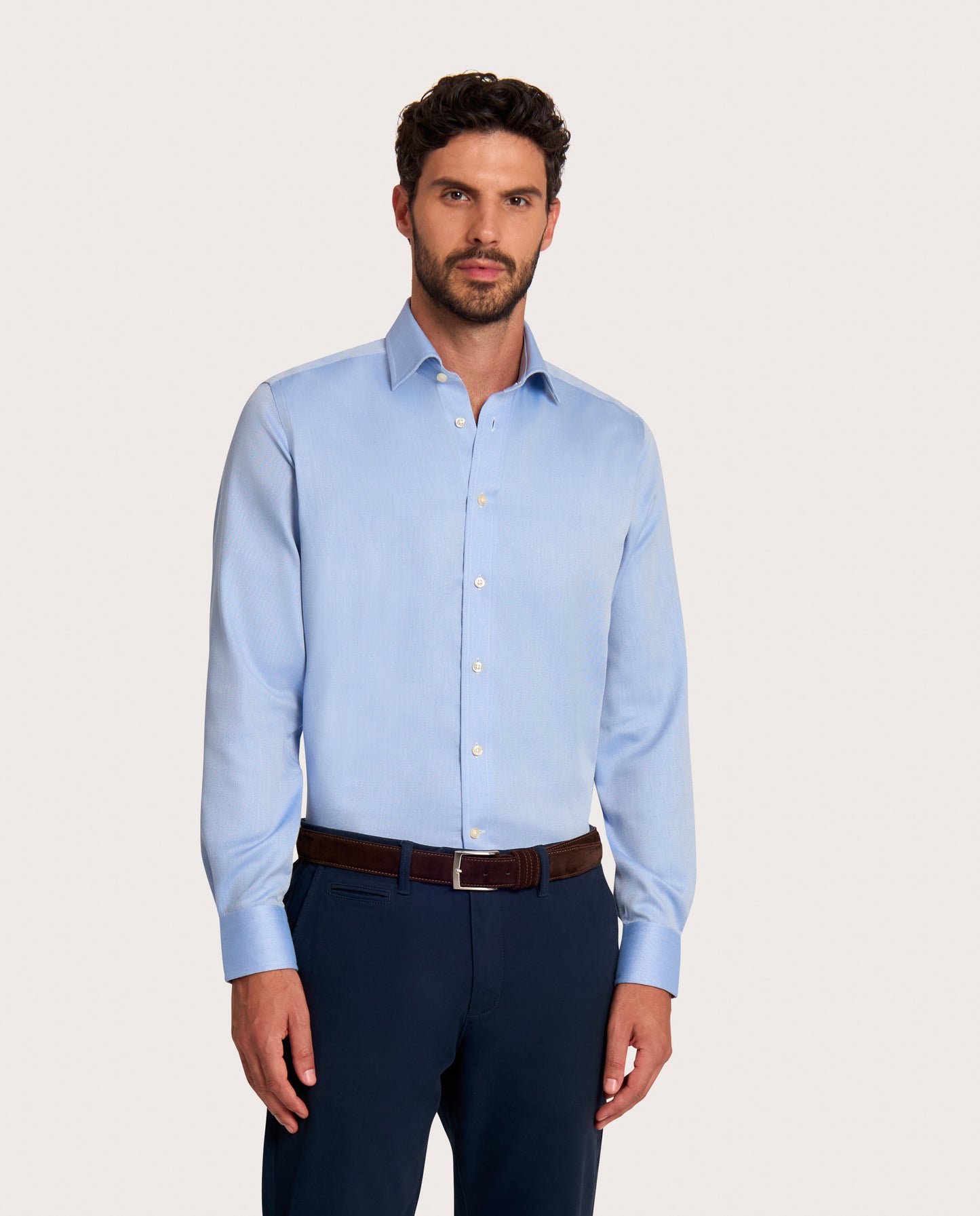 Camicissima Dobby Non-Iron Fancy Blue Cotton Shirt