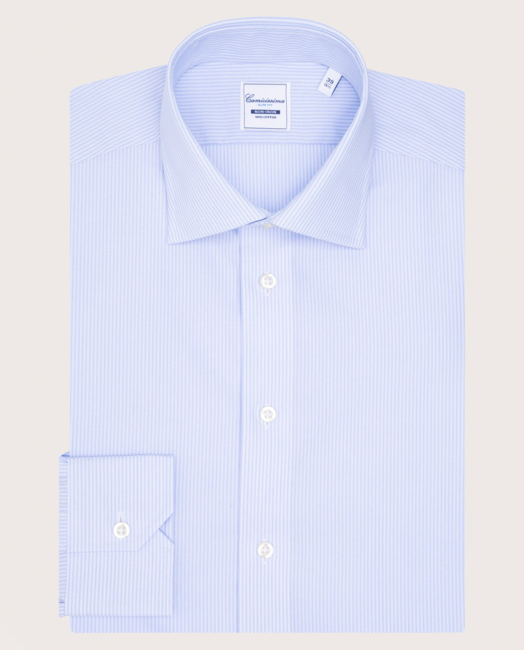 Camicissima Striped Poplin Non-Iron Fancy Light Blue Cotton Shirt