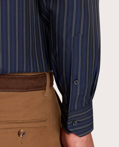 Camicissima Striped Poplin Non-Iron Fancy Blue Navy Cotton Shirt