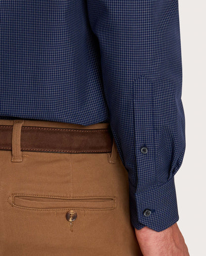 Camicissima Blue Navy Checked Poplin Non-Iron Fancy Cotton Shirt
