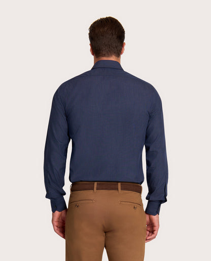 Camicissima Blue Navy Checked Poplin Non-Iron Fancy Cotton Shirt