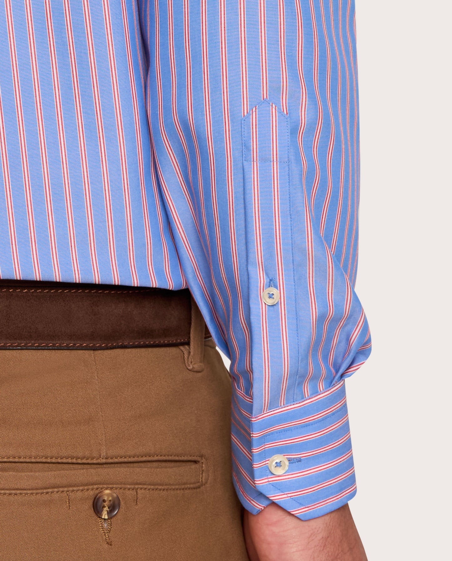 Camicissima Blue-Red Striped Poplin Non-Iron Fancy Cotton Shirt