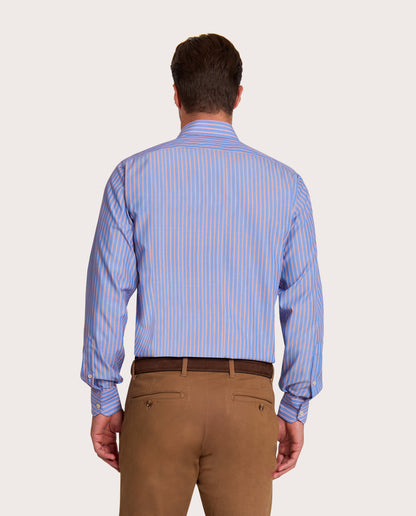 Camicissima Blue-Red Striped Poplin Non-Iron Fancy Cotton Shirt
