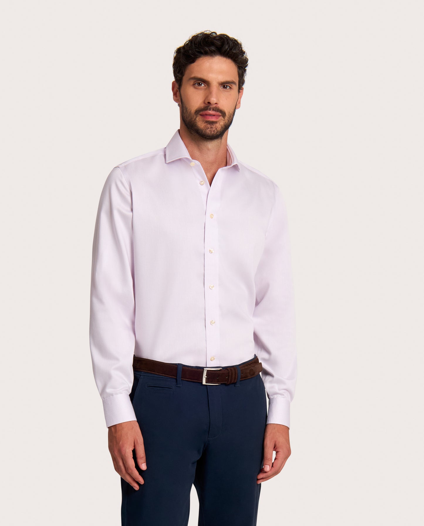 Camicissima Lilac Twill Non-Iron Fancy Cotton Shirt