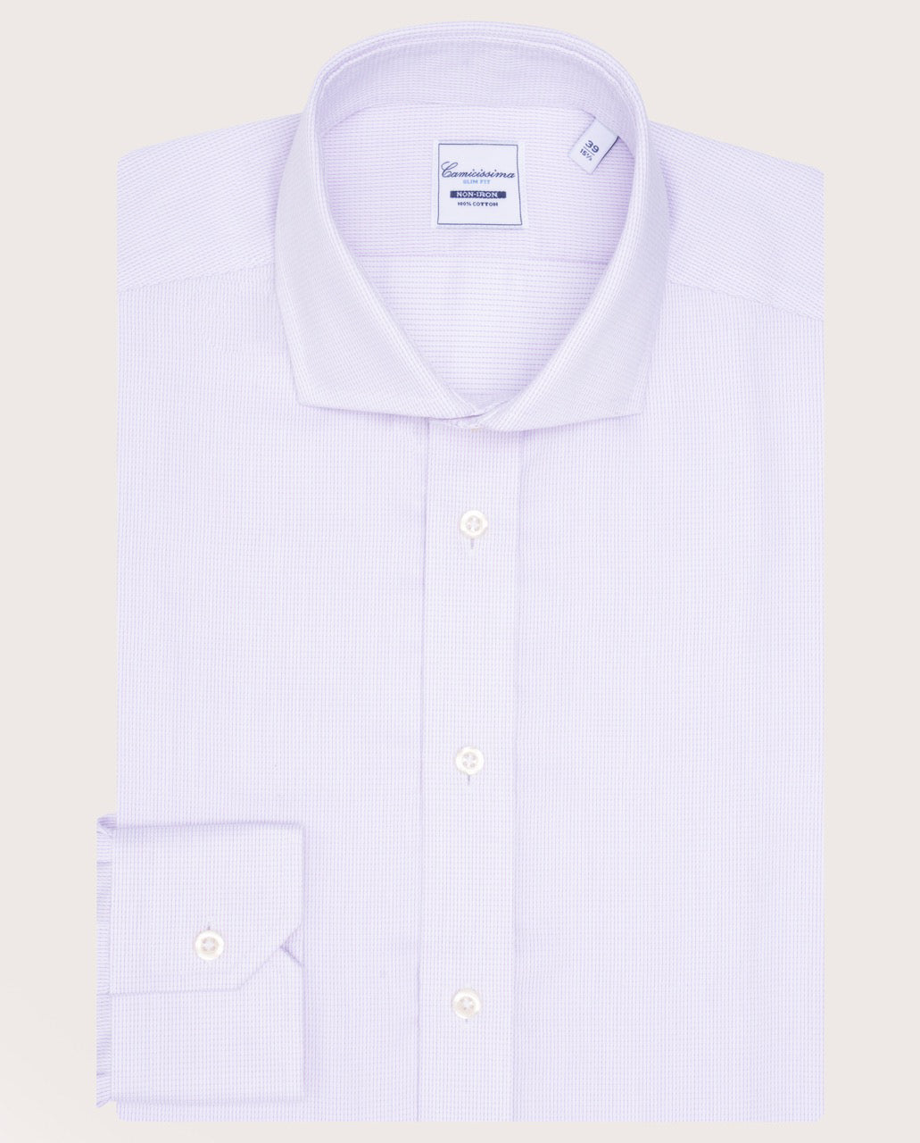 Camicissima Lilac Twill Non-Iron Fancy Cotton Shirt