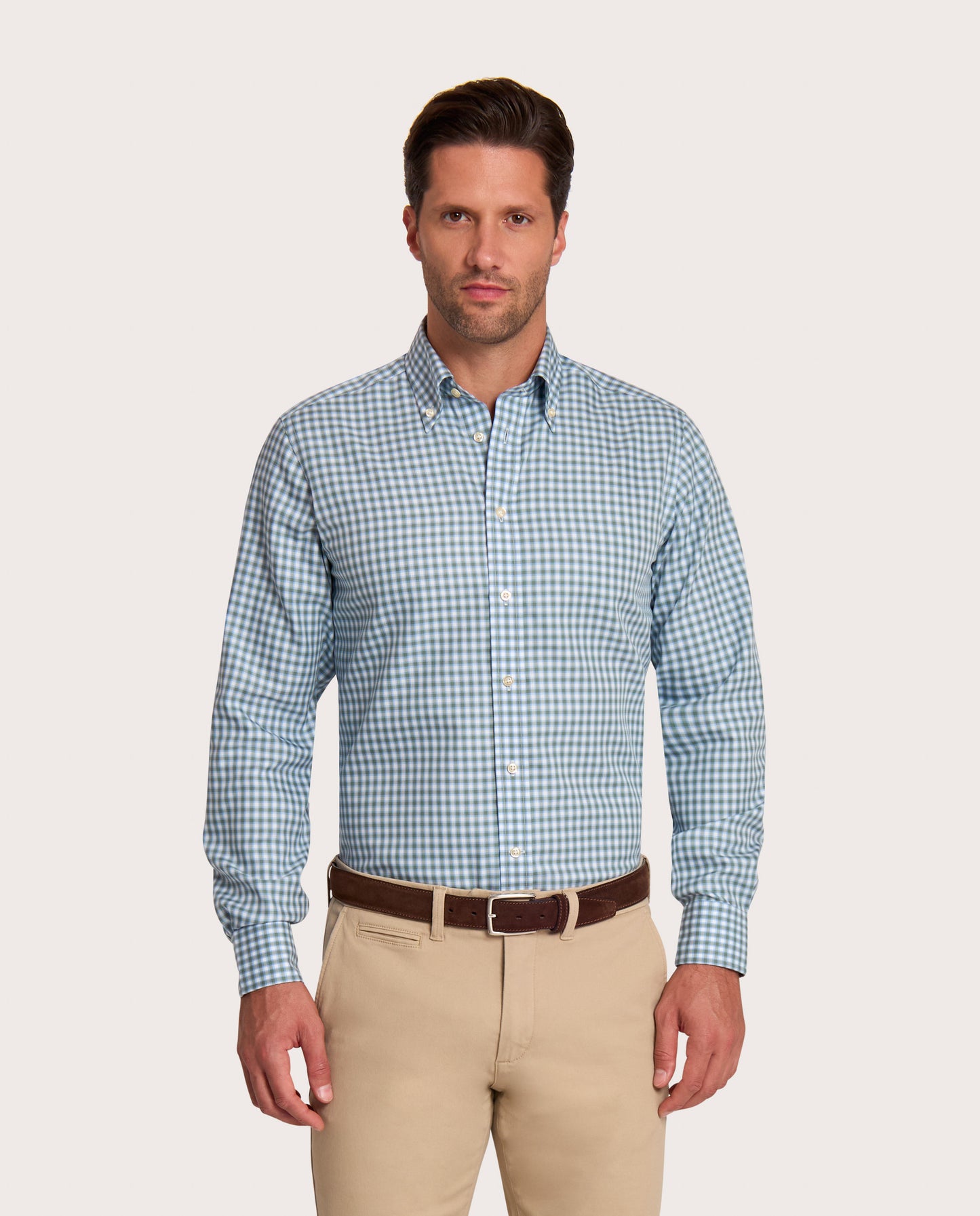 Camicissima Checked Military Color Twill Easy-Care Fancy Cotton Shirt